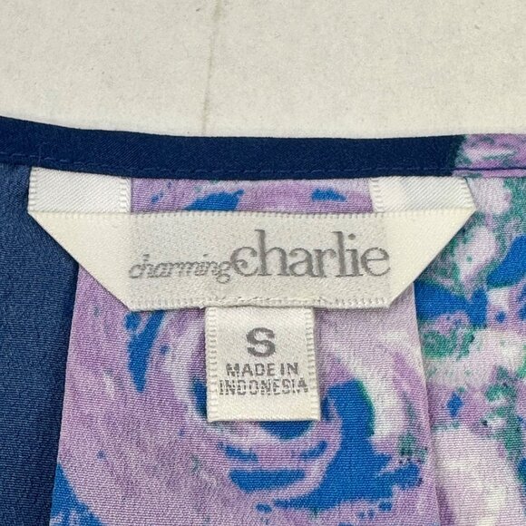 Charming Charlie Women's Size Small Blouse Sleeveless Blue Purple White Preowned - Picture 3 of 11